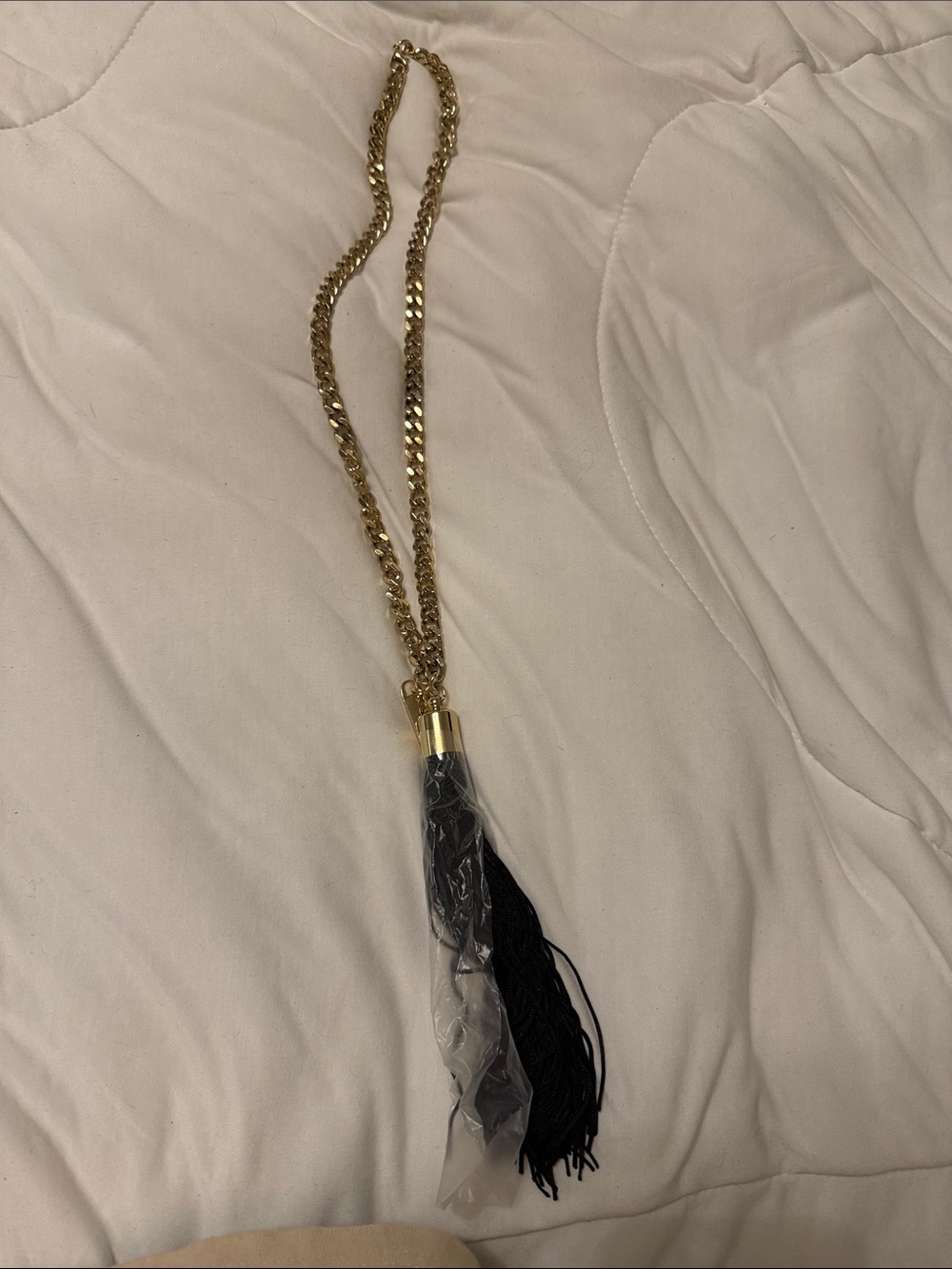 Marc Jacobs Gold-Tone Chain Necklace with Black Tassel Pendant